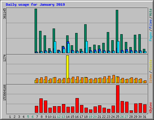 Daily usage for January 2019