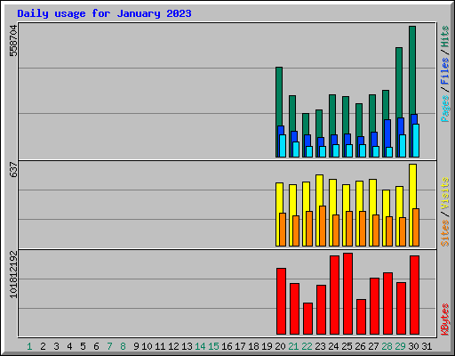 Daily usage for January 2023