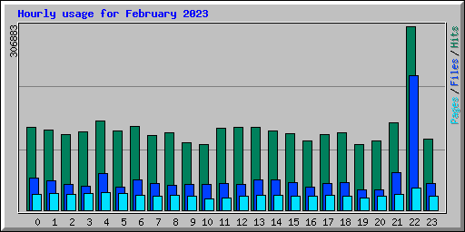 Hourly usage for February 2023