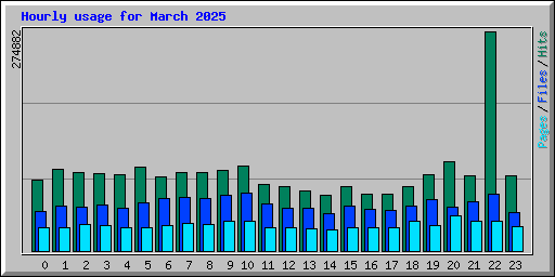 Hourly usage for March 2025